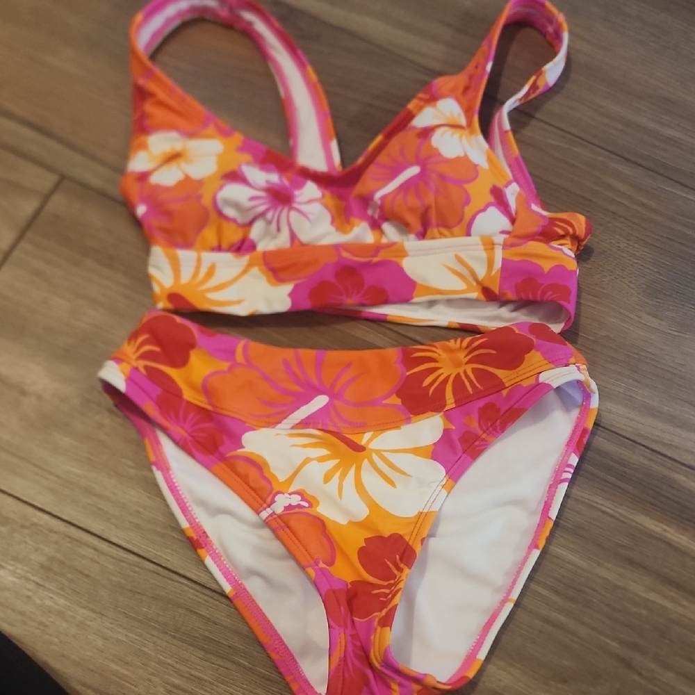 wild fable Orange, Pink & White Floral Two-Piece Bikini